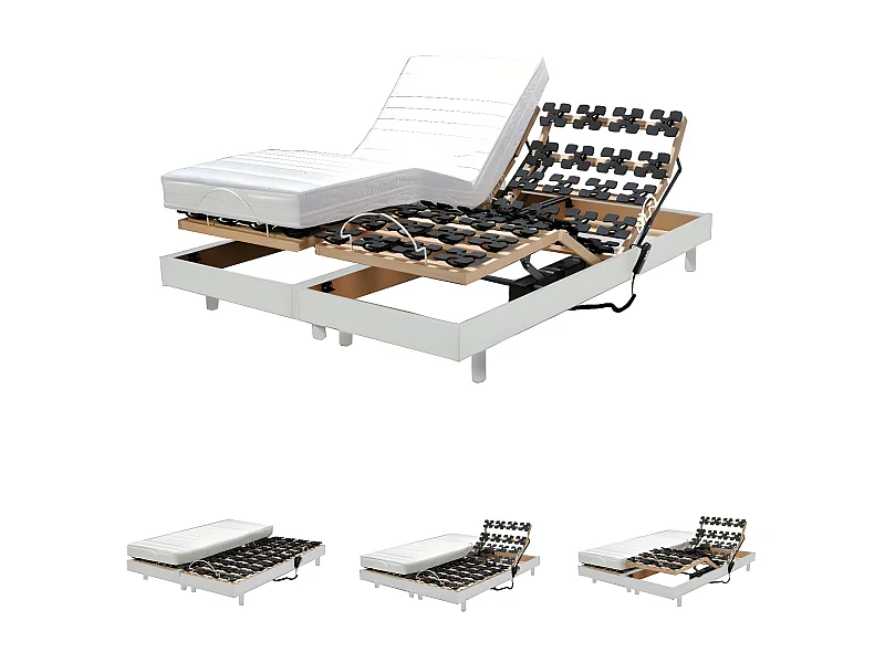 Ensemble 2 sommiers relaxation électrique FLEXPALACE 80x200 / Blanc