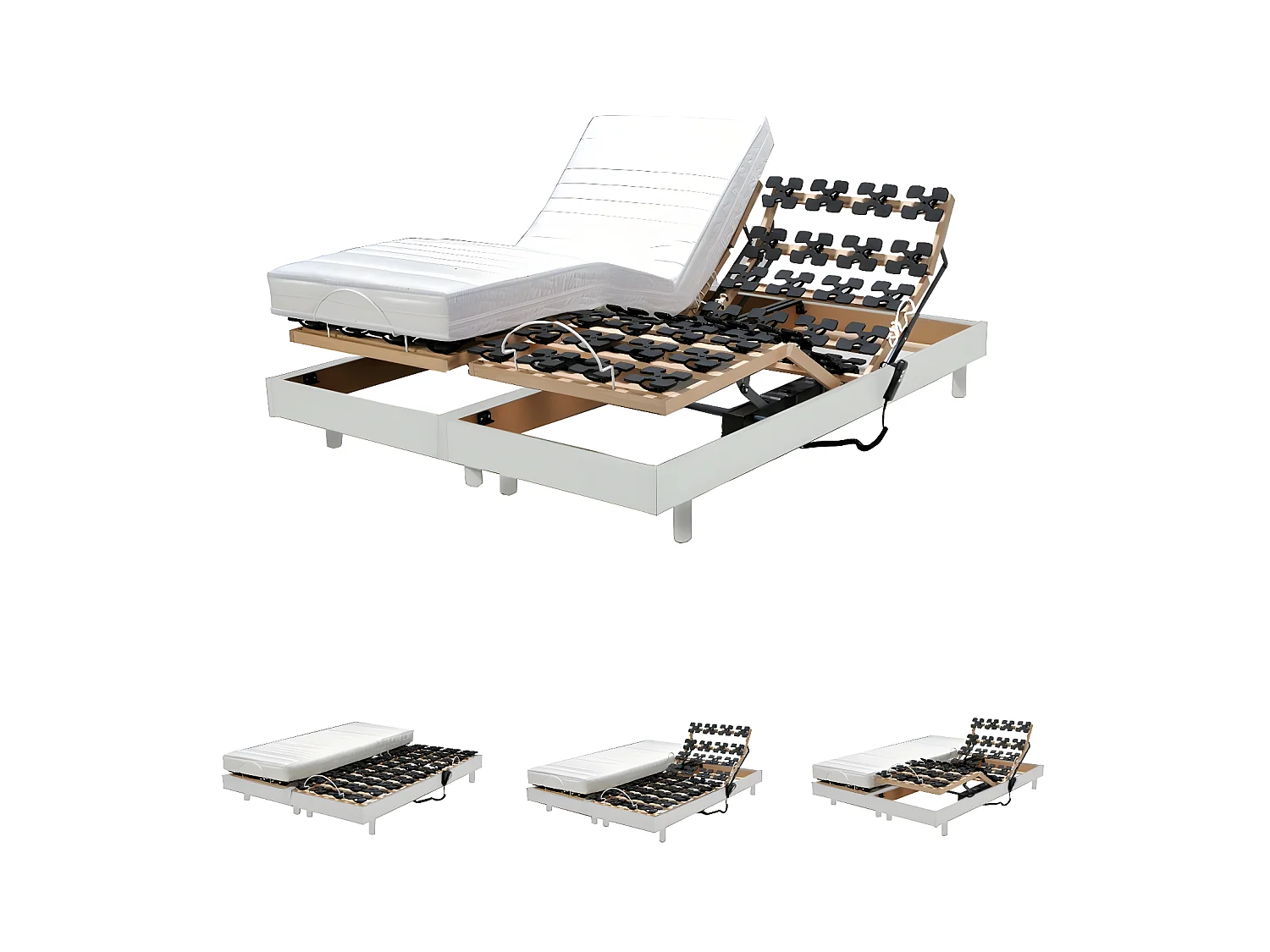 Ensemble 2 sommiers relaxation électrique FLEXPALACE 80x200 / Blanc