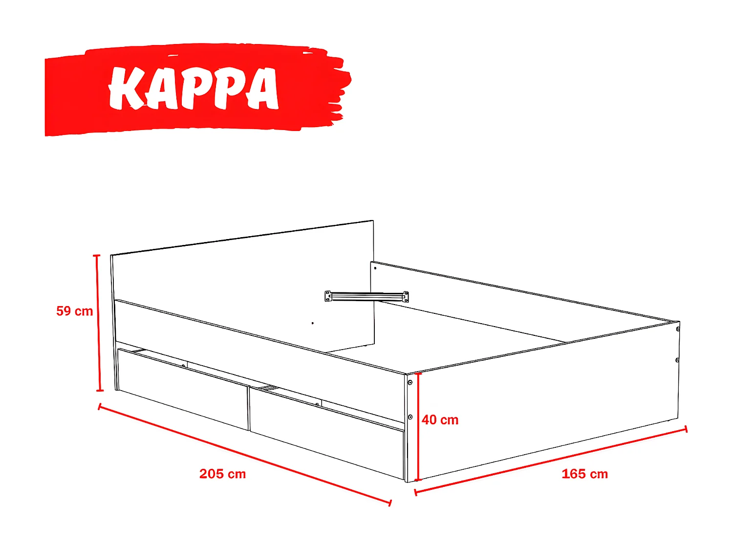 Lit 160x200 cm KAPPA+ 2 tiroirs / Chêne Blanchi