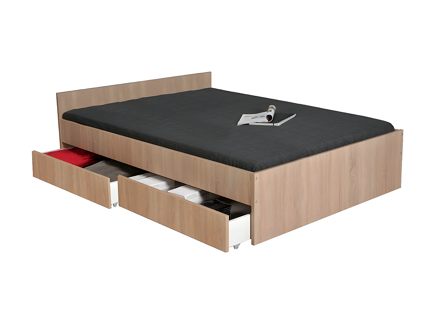 Lit 160x200 cm KAPPA+ 2 tiroirs / Chêne Blanchi