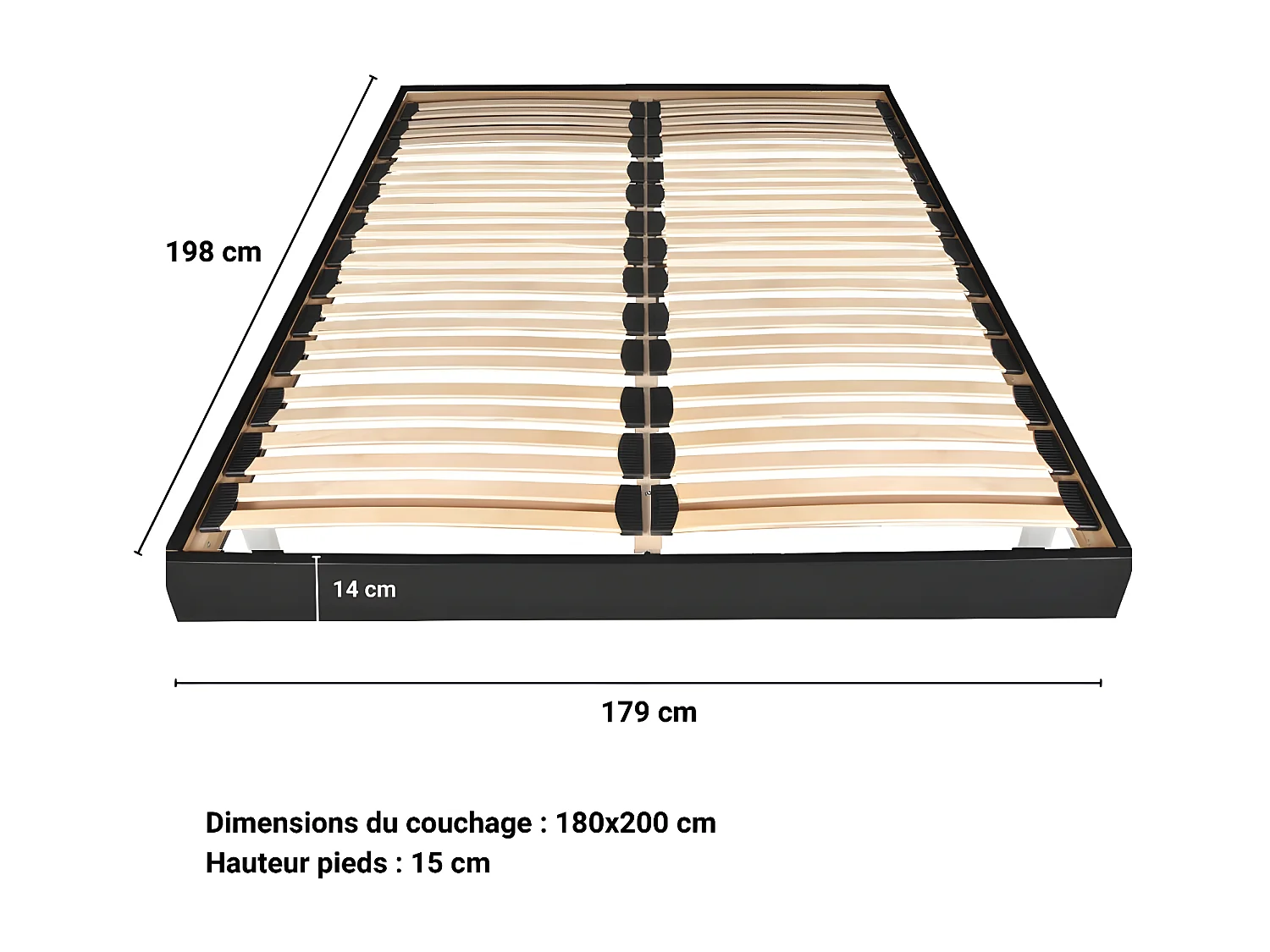 Sommier sur pied SOMKIT 180x200 / Noir