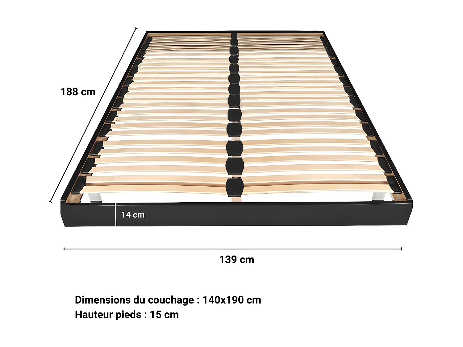 Sommier sur pied SOMKIT 140x190 / Noir