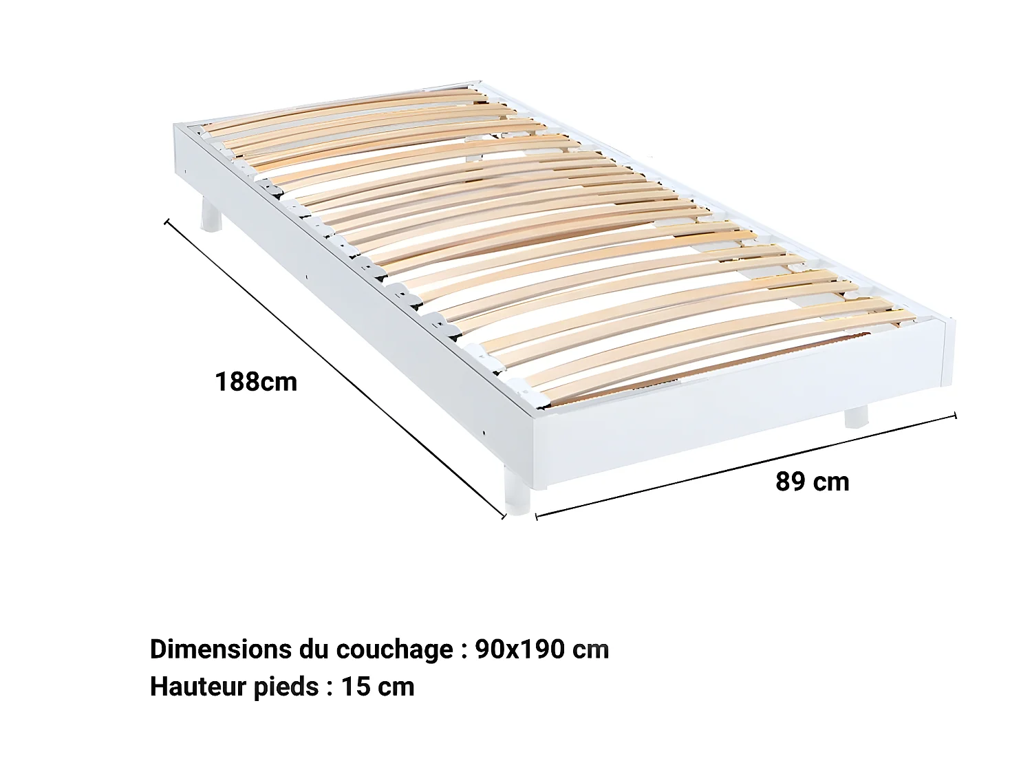Sommier sur pied SOMKIT 90x190 / Blanc