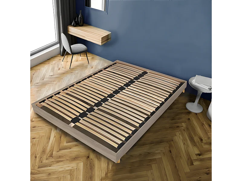 Sommier sur pied SOMKIT 160x200 / Décor Chêne grisé