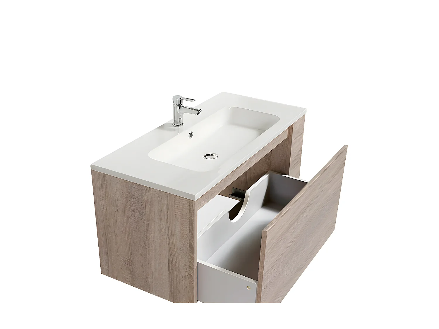 Meuble sous vasque + vasque VESNA / Décor Chêne blanchi