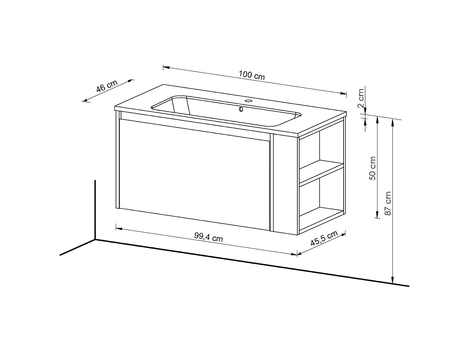 Meuble sous vasque + vasque VESNA / Décor Chêne blanchi