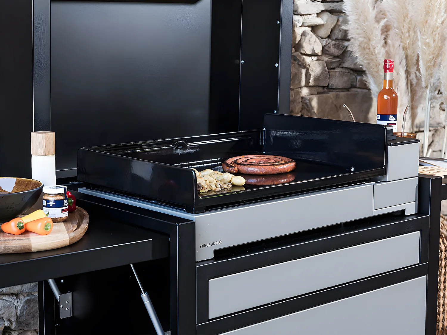 Chariot en acier fermé noir et gris clair Premium 75 - FORGE ADOUR