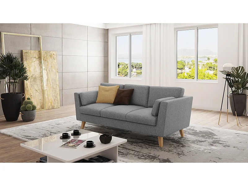 Sofa 3-Sitzer mit Holzbeinen im skandinavischen Stil Tristan