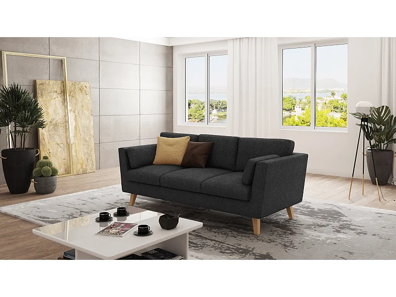 Sofa 3-Sitzer mit Holzbeinen im skandinavischen Stil Tristan