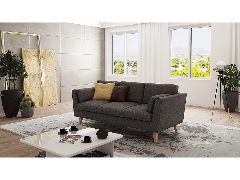 Sofa 3-Sitzer mit Holzbeinen im skandinavischen Stil Tristan