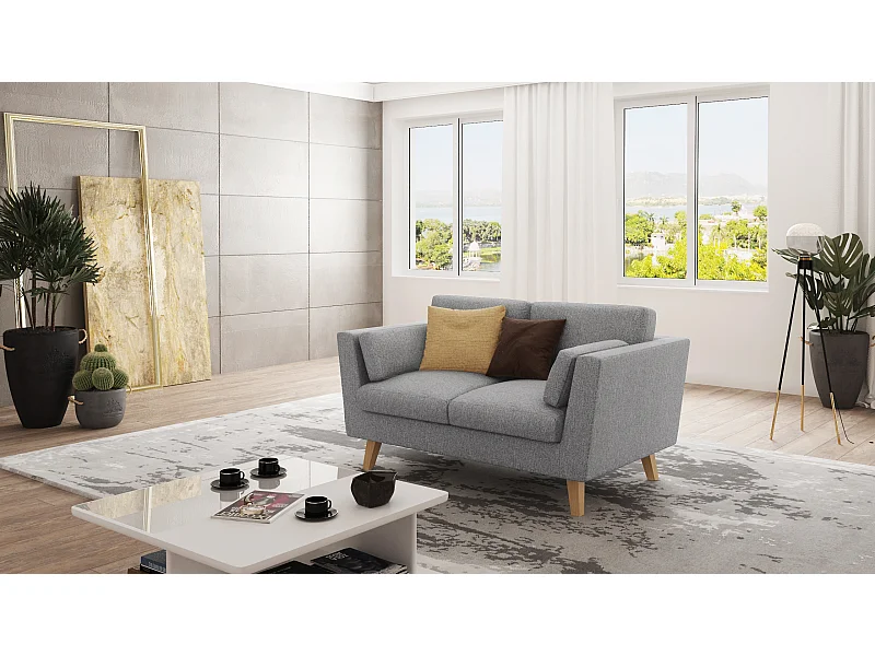 Canapé 2 places avec pieds en bois de style scandinave Tristan