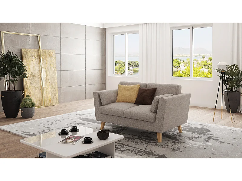 Sofa 2-Sitzer mit Holzbeinen im skandinavischen Stil Tristan