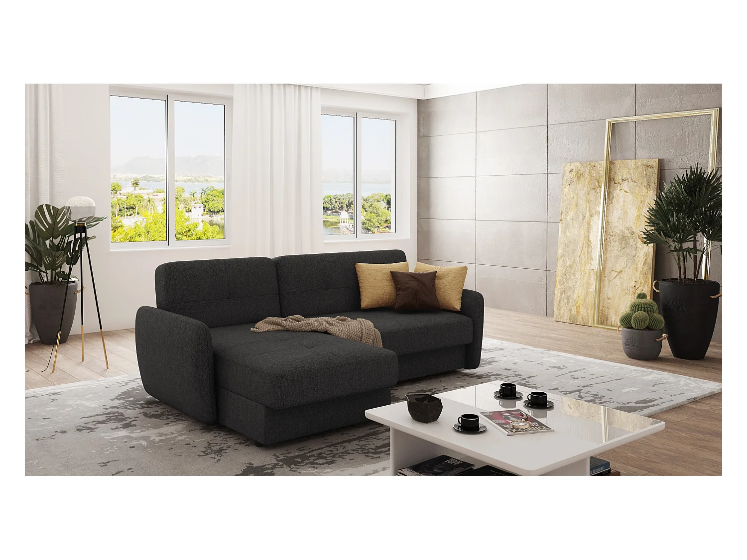 Modernes Ecksofa Victoria mit Ottomane