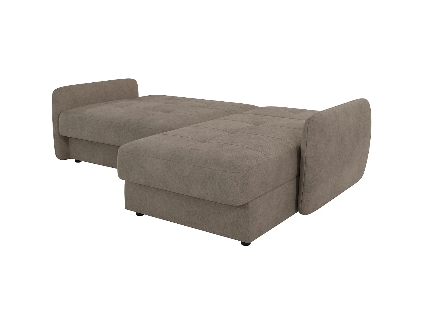 Canapé d'angle convertible clic-clac 4 places en microfibre beige VICTORIA