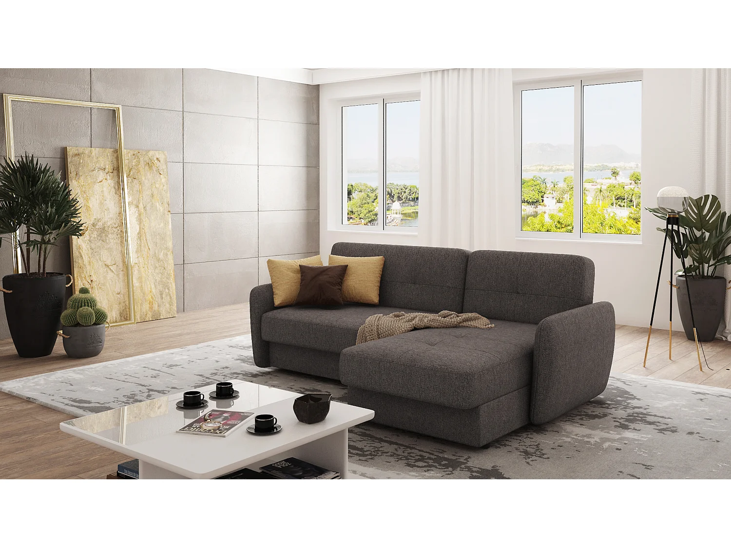 Modernes Ecksofa Victoria mit Ottomane