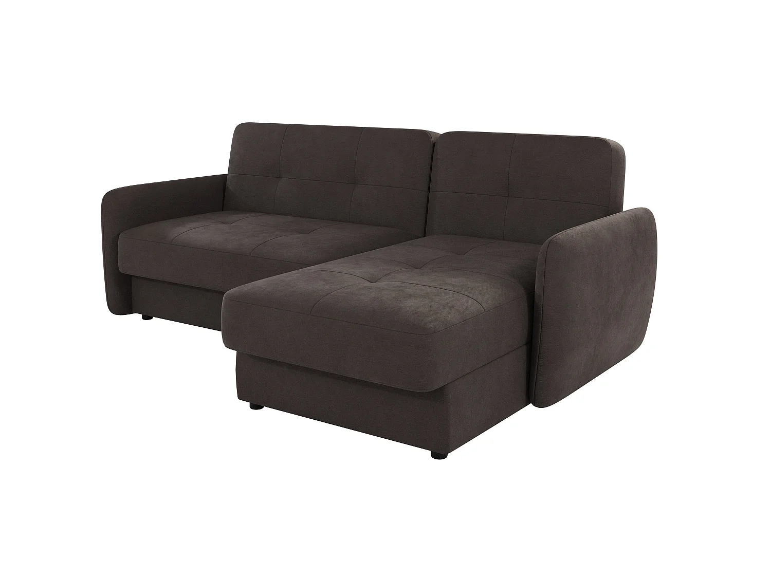 Canapé d'angle convertible clic-clac 4 places en microfibre marron VICTORIA
