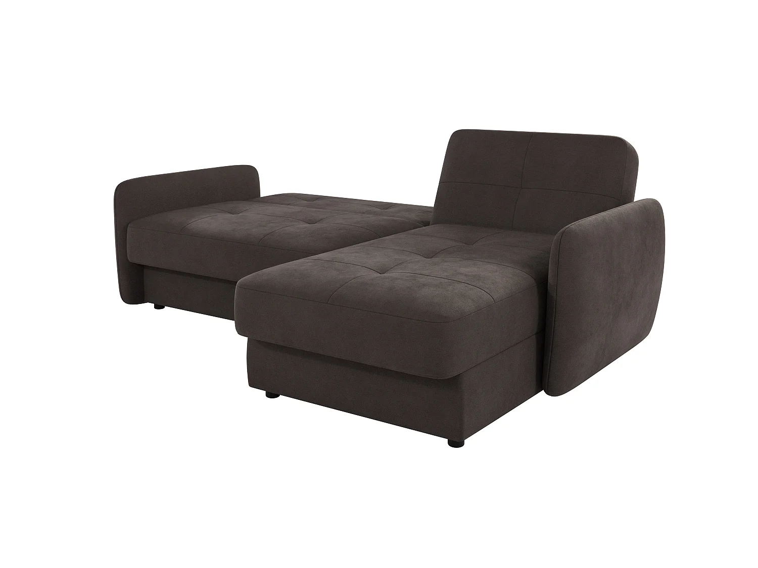 Canapé d'angle convertible clic-clac 4 places en microfibre marron VICTORIA