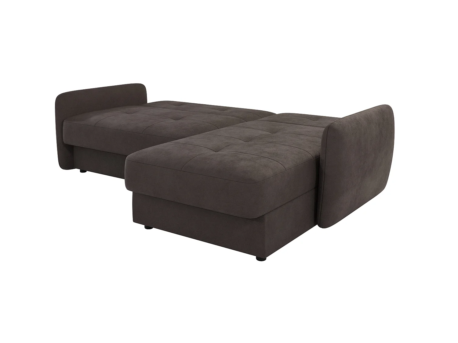 Canapé d'angle convertible clic-clac 4 places en microfibre marron VICTORIA
