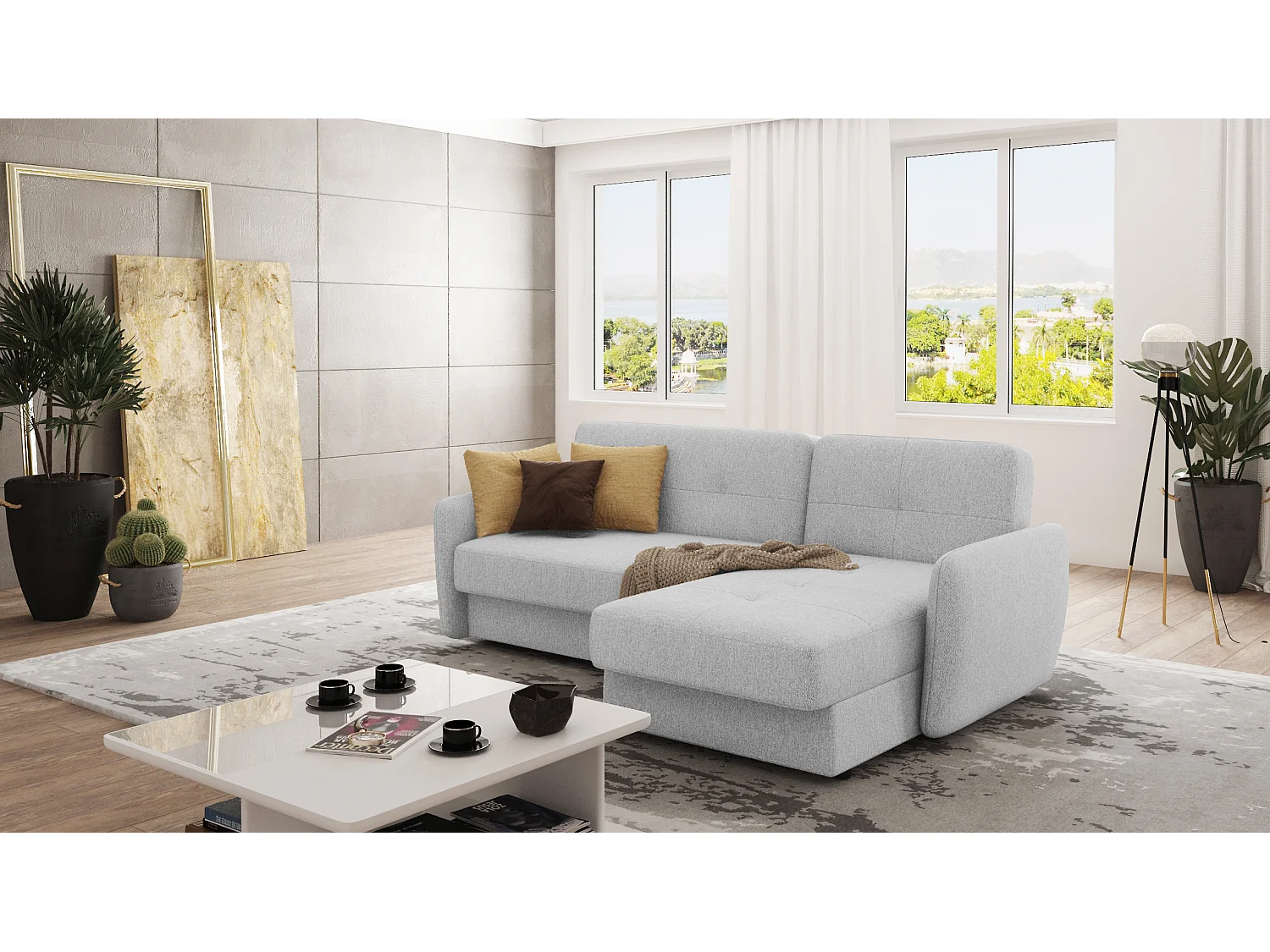 Modernes Ecksofa Victoria mit Ottomane