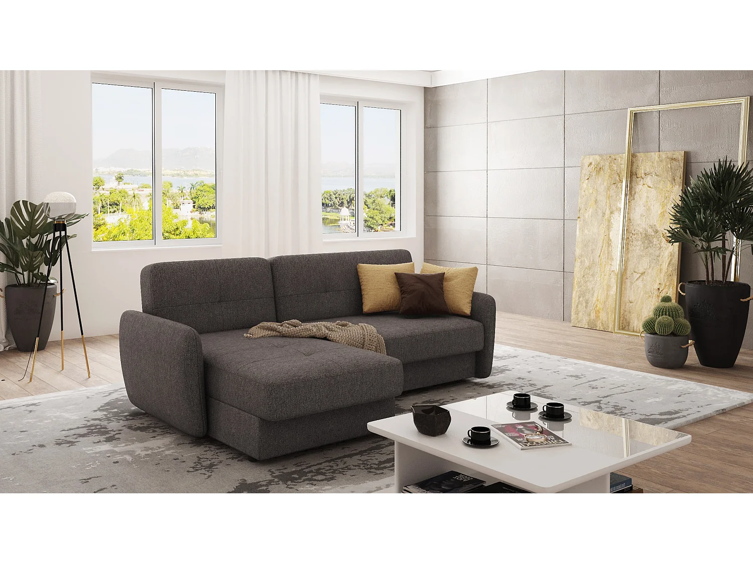 Modernes Ecksofa Victoria mit Ottomane
