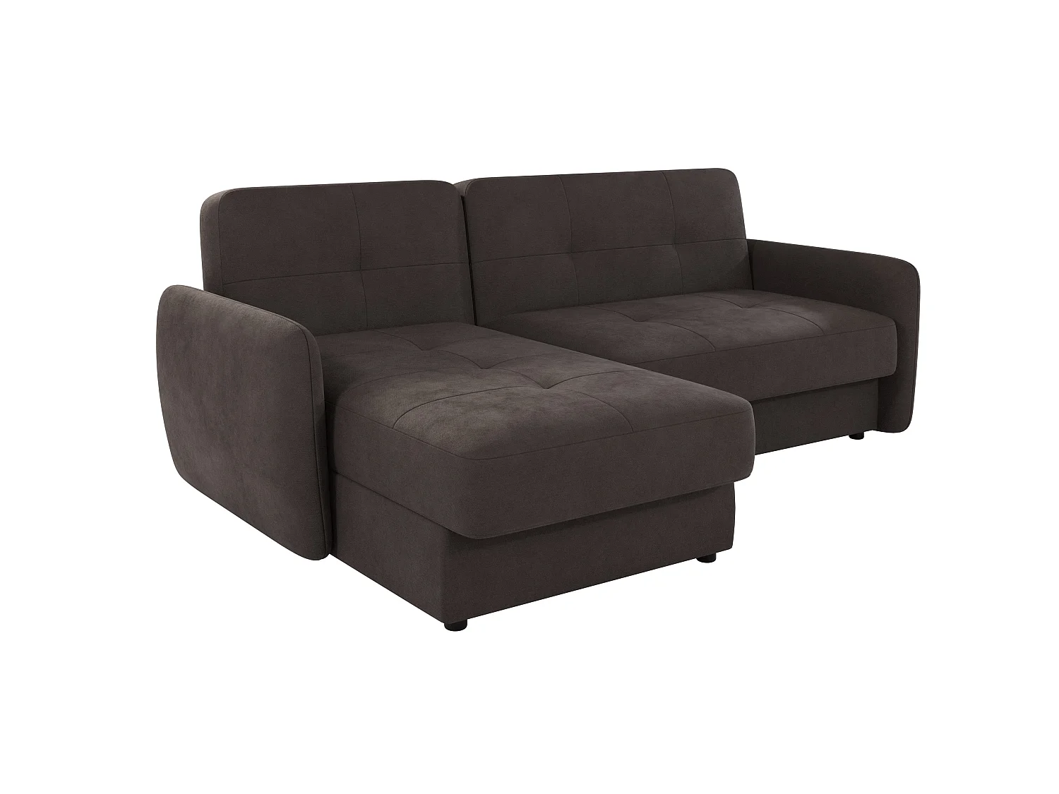 Canapé d'angle convertible clic-clac 4 places en microfibre marron VICTORIA