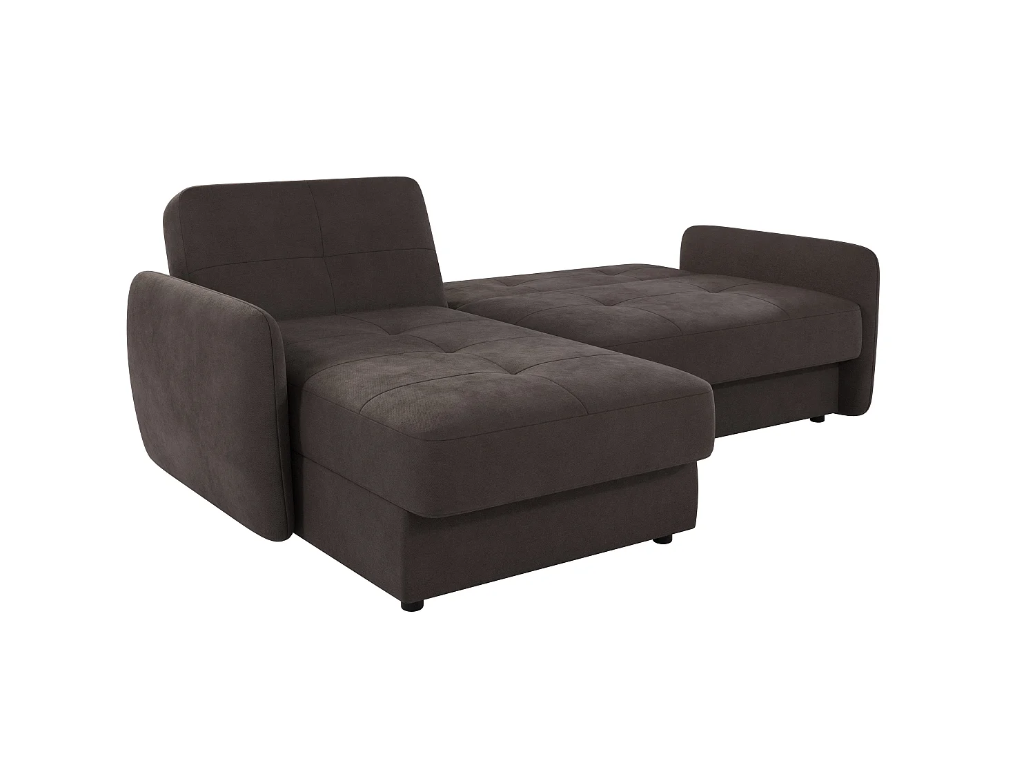 Canapé d'angle convertible clic-clac 4 places en microfibre marron VICTORIA