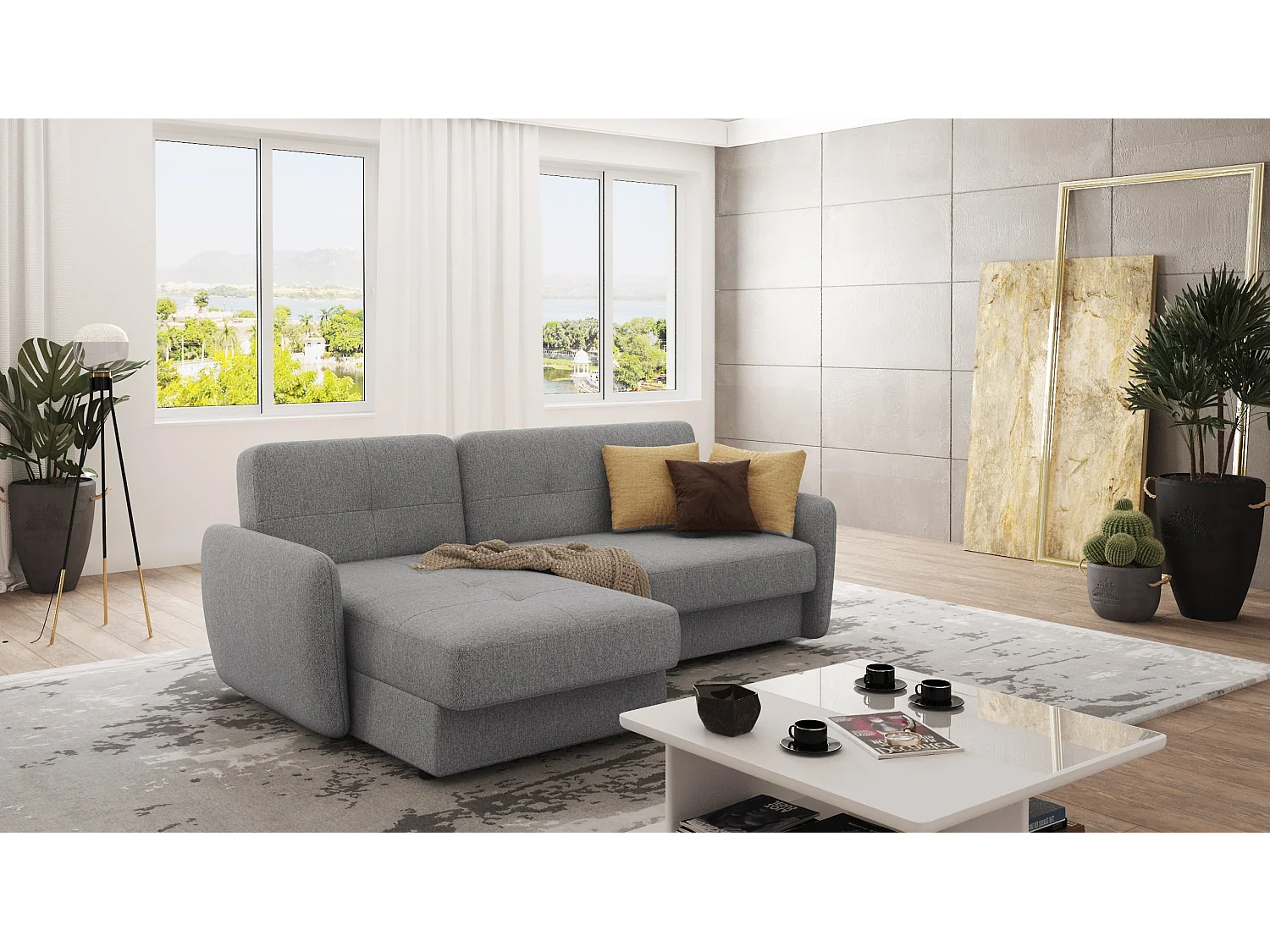 Modernes Ecksofa Victoria mit Ottomane