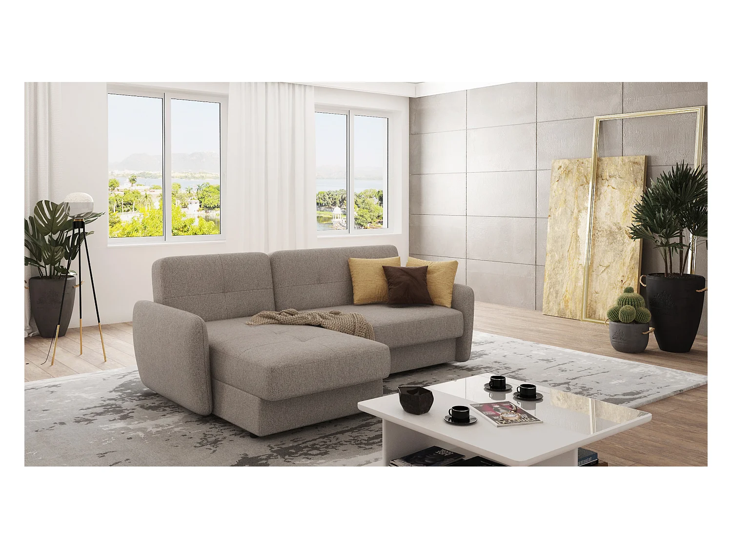 Modernes Ecksofa Victoria mit Ottomane