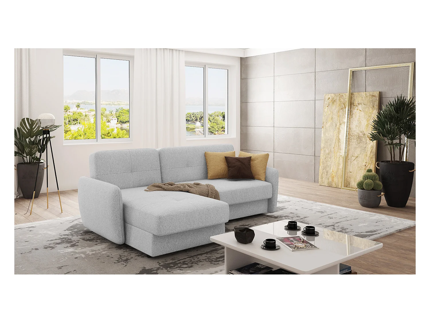 Modernes Ecksofa Victoria mit Ottomane