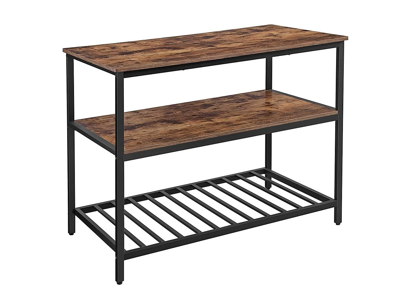 Desserte de cuisine style industriel collection TAMPA structure en métal noir et plateau en bois.