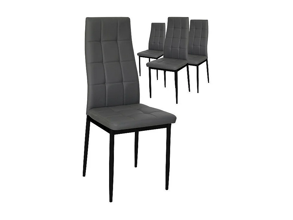 Lot de 4 chaises GEORGES – Coloris gris – Élégance et confort pour votre salle à manger
