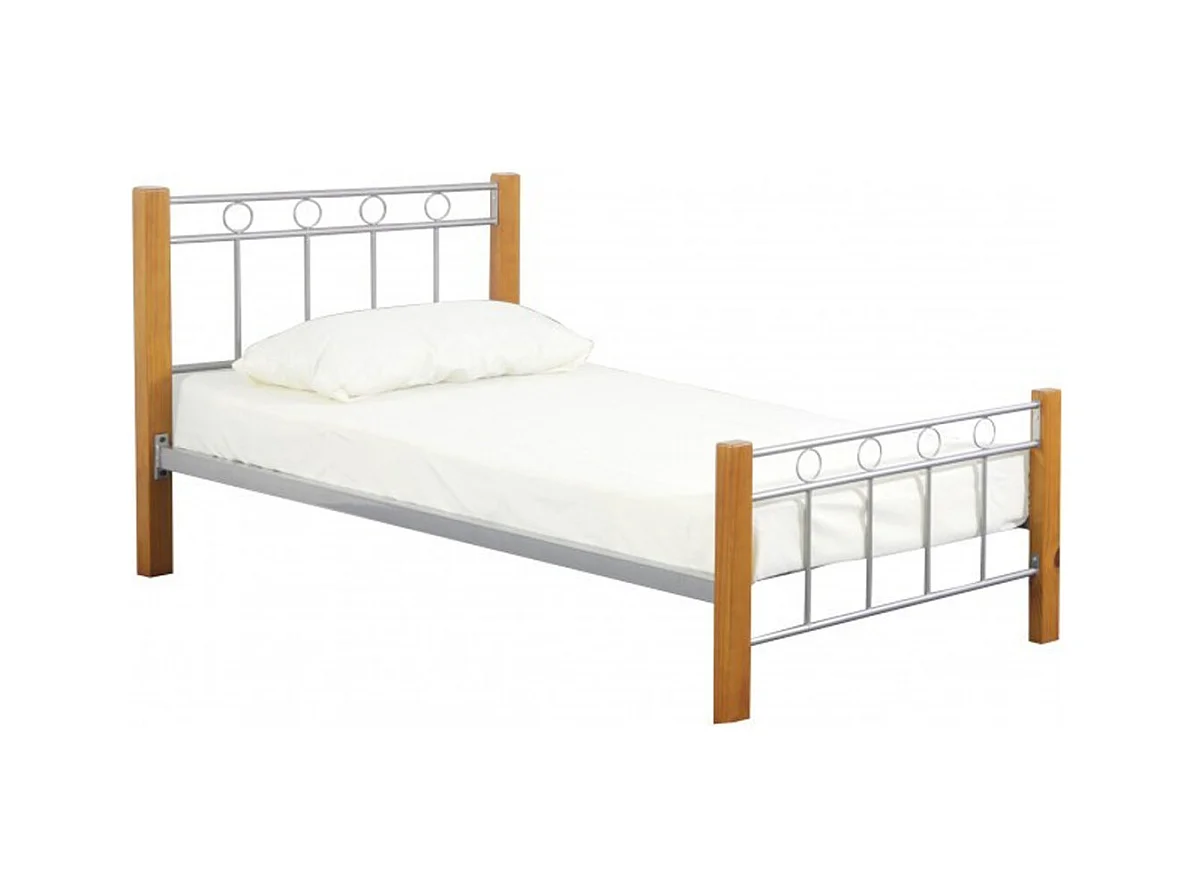 Lit EVELINE – 90x200 cm – Métal et bois gris – Sommier inclus – Style design