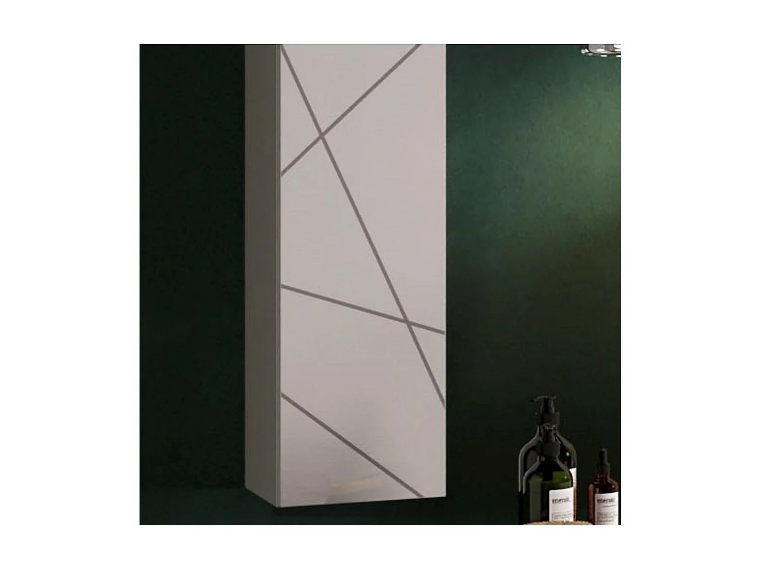 Meuble de salle de bain suspendu VITARIO – 1 porte – Blanc brillant – Design moderne