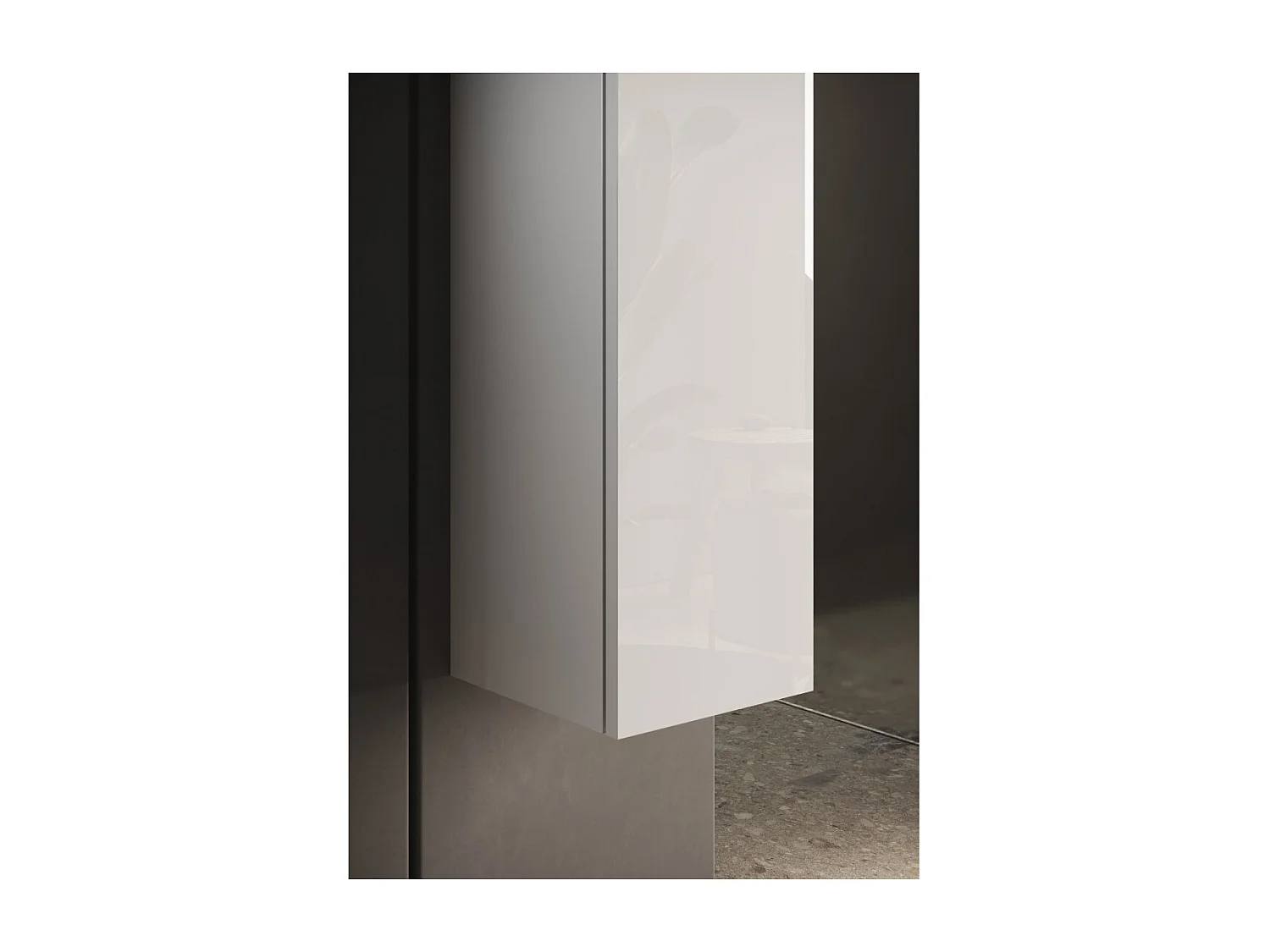 Meuble de salle de bain suspendu VIENNE – 1 porte – Blanc brillant – Design moderne