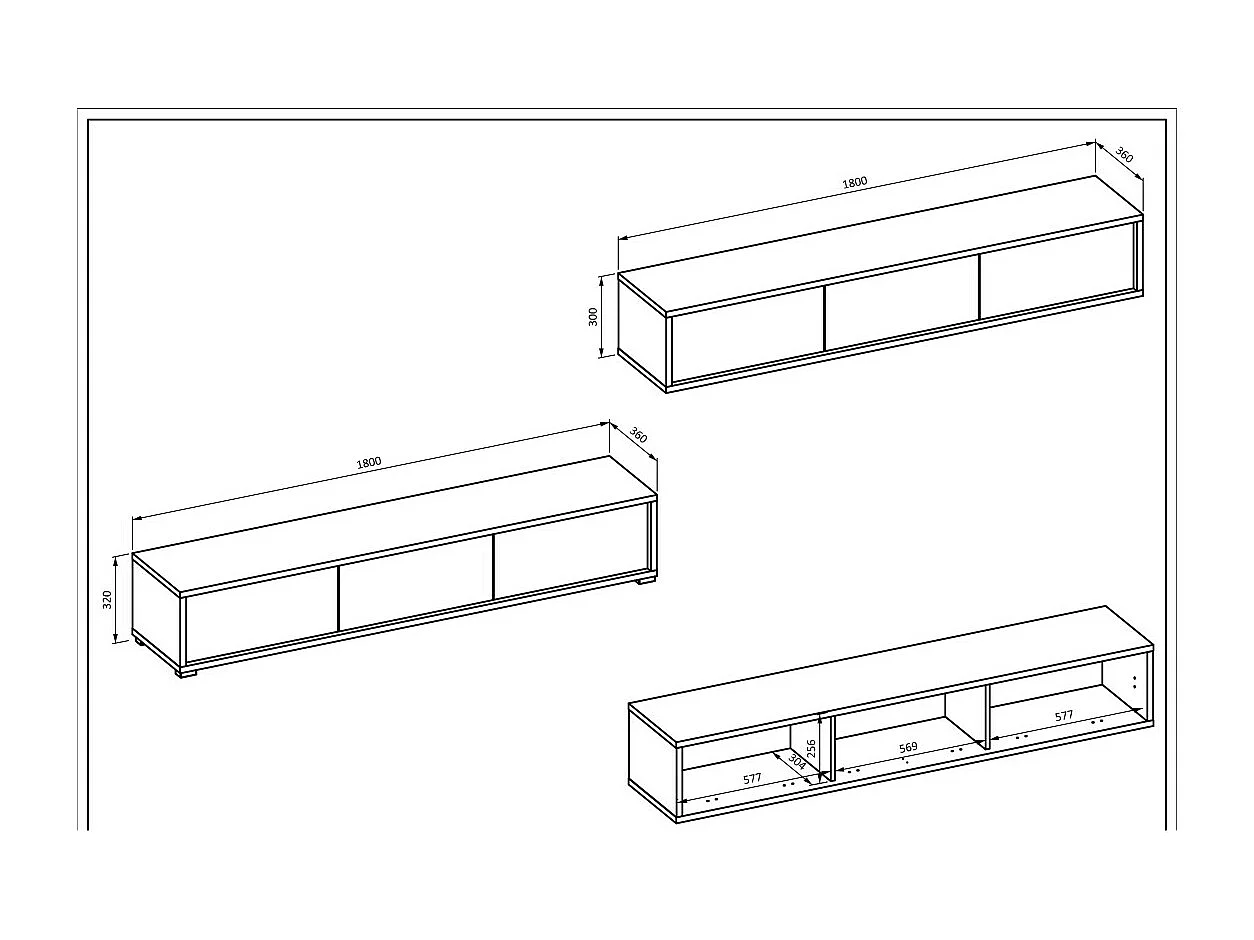 Mueble para TV 180 cm colección MAANUM color roble claro y gris