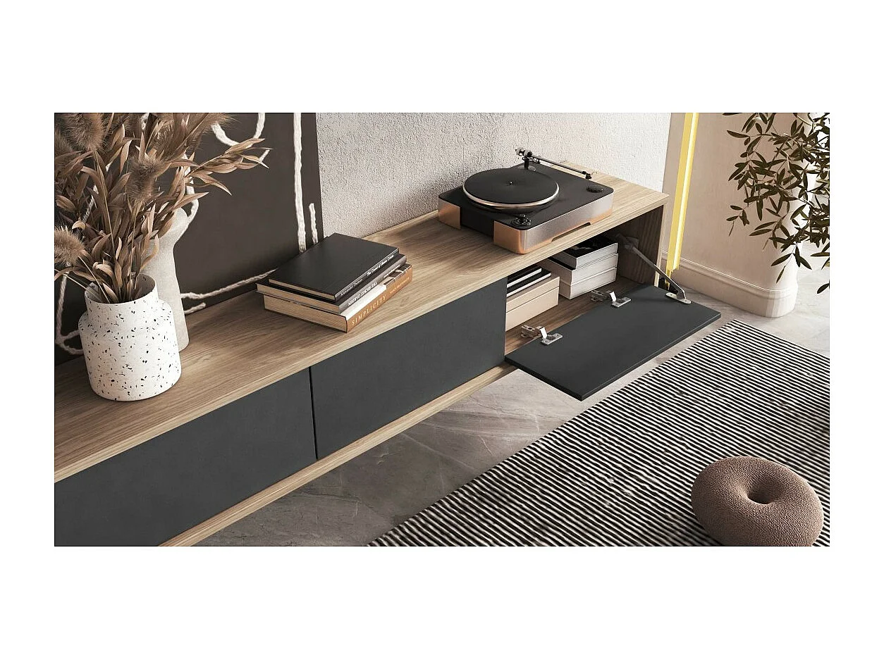 Mueble para TV 180 cm colección MAANUM color roble claro y gris