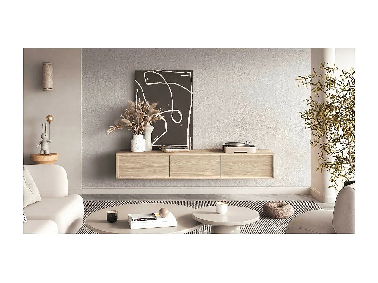 Mueble para TV 180cm colección MAANUM. Color roble claro.