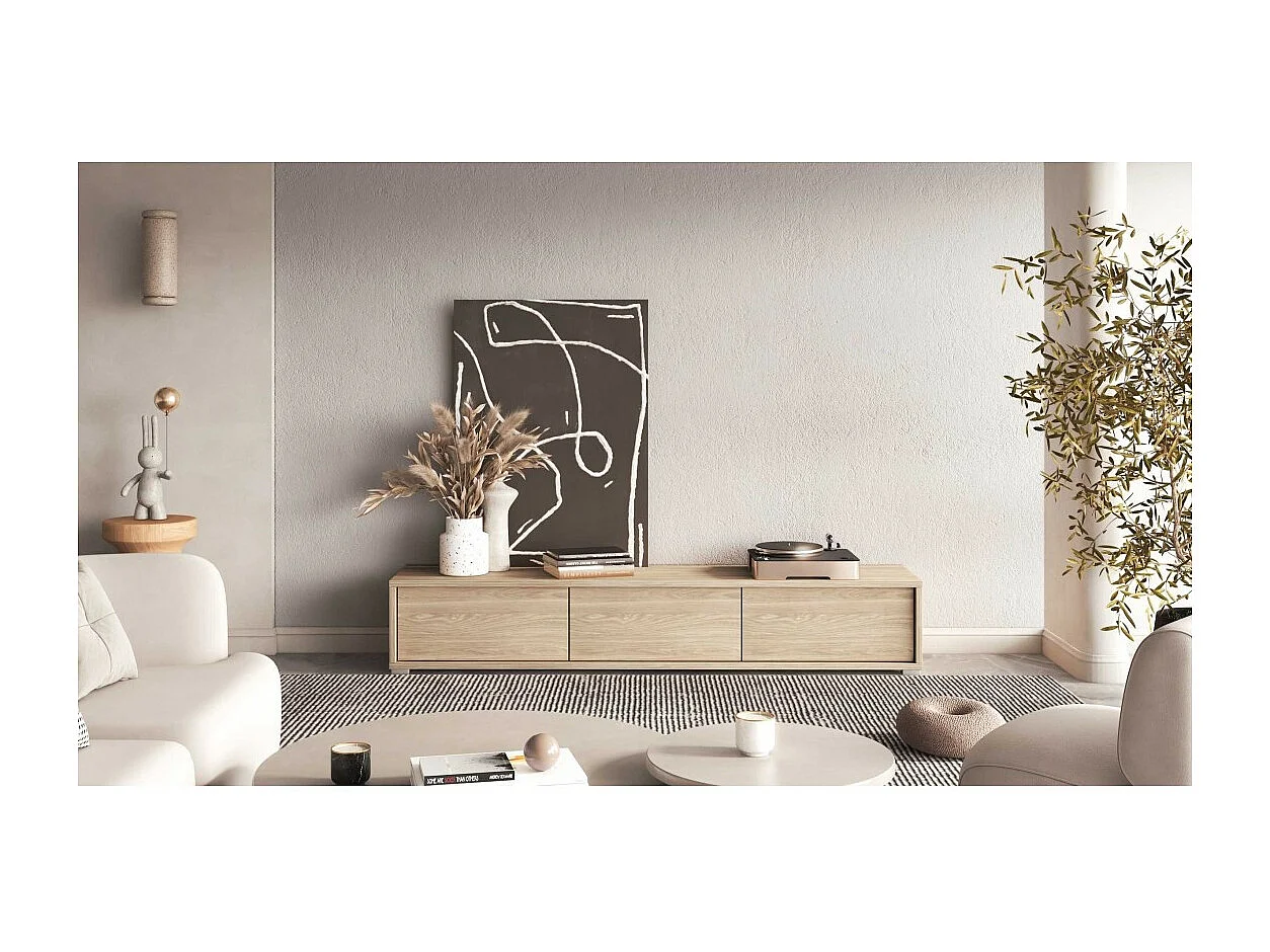 Mueble para TV 180cm colección MAANUM. Color roble claro.