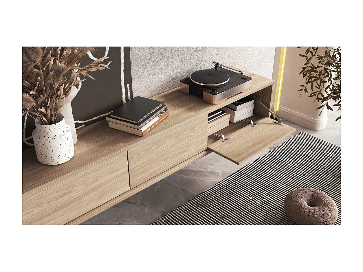 Mueble para TV 180cm colección MAANUM. Color roble claro.