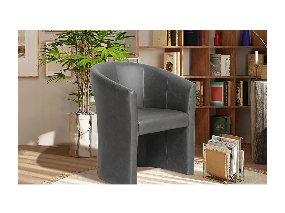 Fauteuil de salon KYOTO – Confortable – Gris foncé – Style vintage