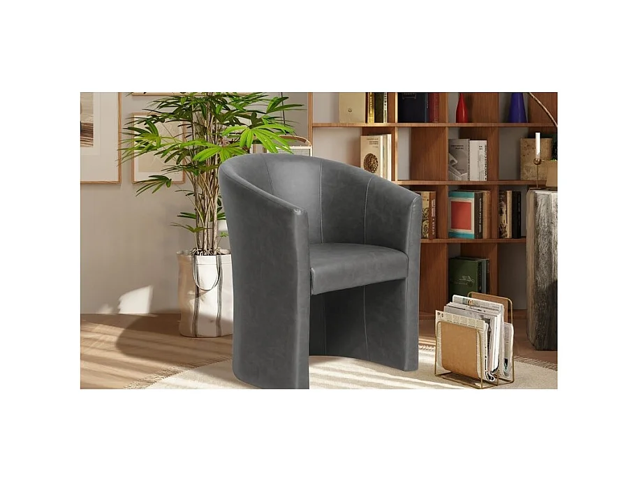 Fauteuil de salon KYOTO – Confortable – Gris foncé – Style vintage