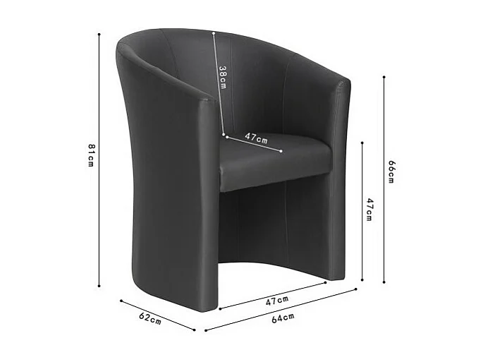 Salonstoel KYOTO - Comfortabel - Zwart - Vintage stijl