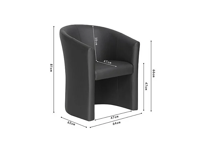 Fauteuil de salon KYOTO – Confortable – Noir – Style vintage