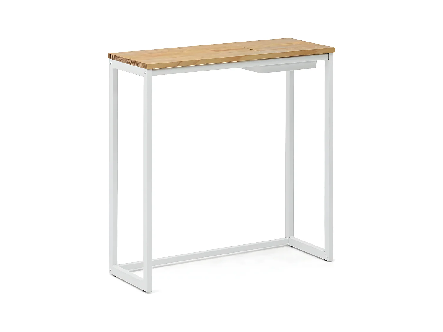 Recibidor iCub Eco-Line con bandeja oculta blanco 78x30x80cm madera maciza acabado natural Box Furniture