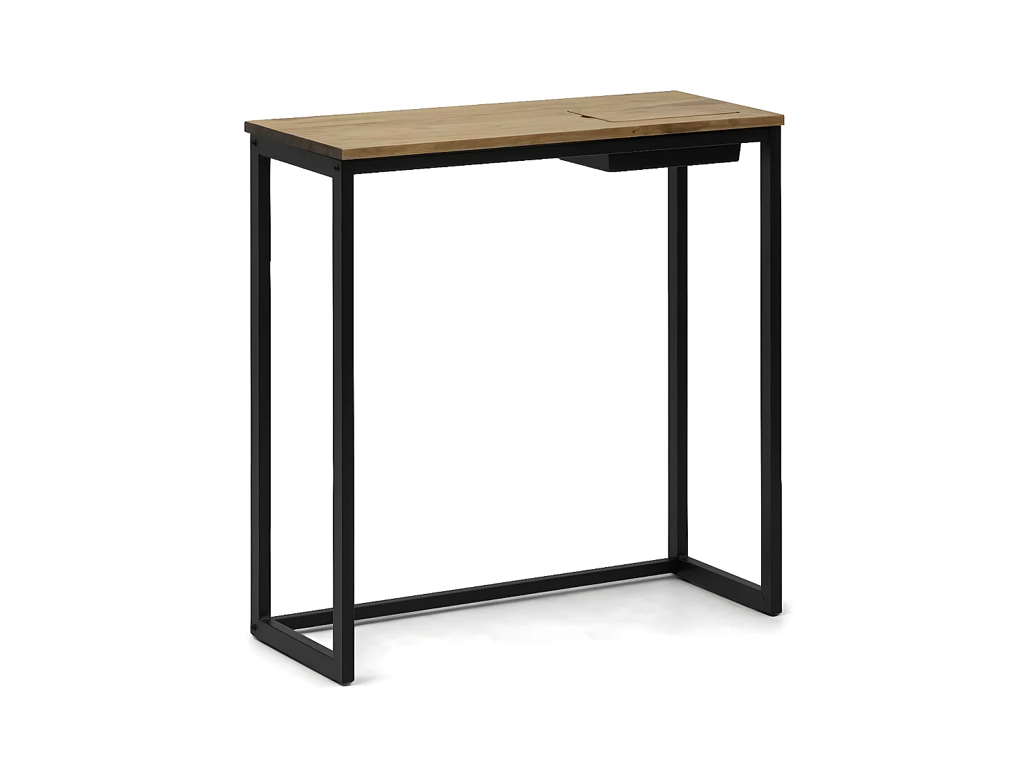 Recibidor iCub Eco-Line con bandeja oculta negro 118x30x80cm madera maciza acabado envejecido Box Furniture