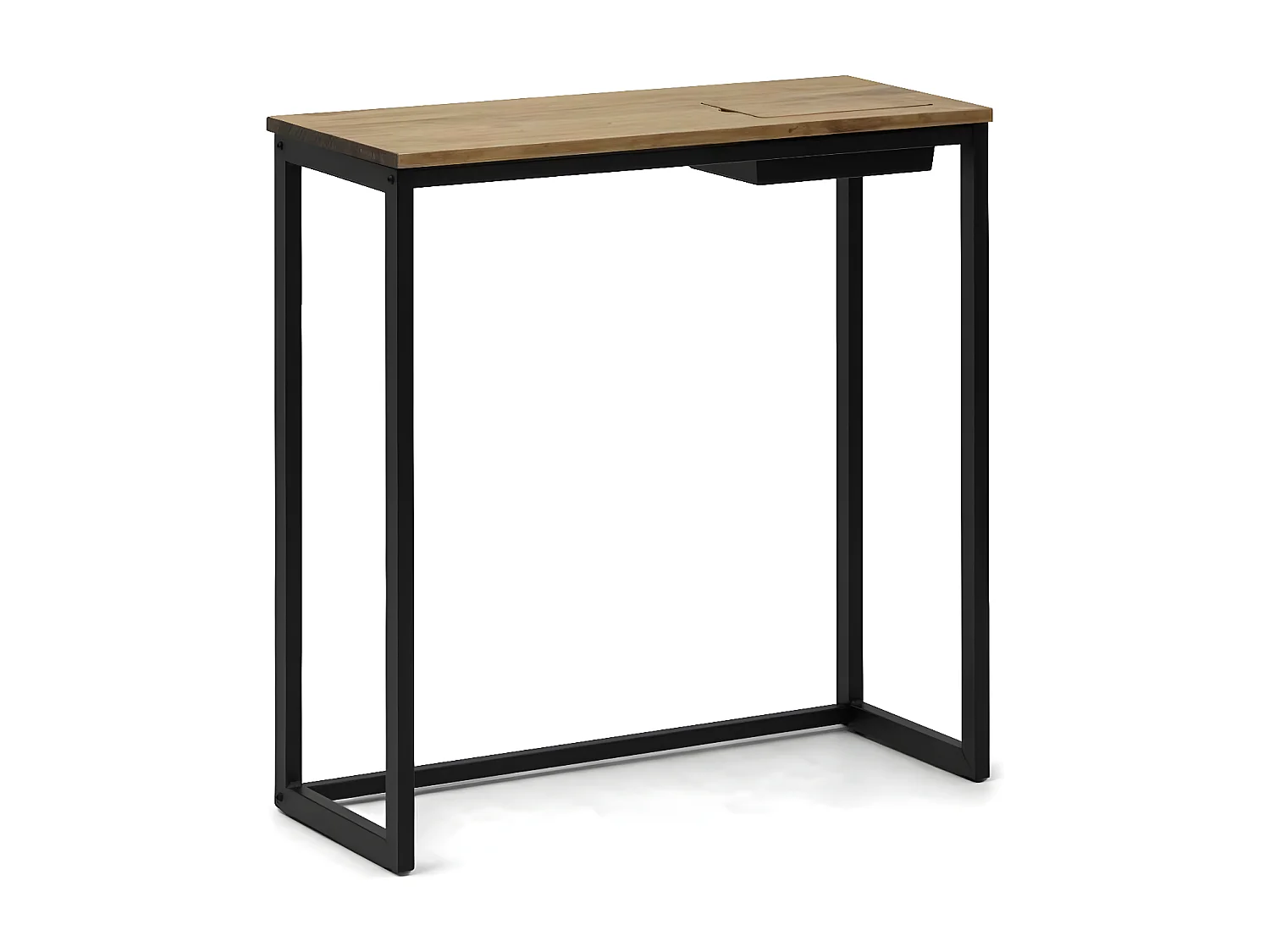 Consola Eco-Line com bandeja escondida en estilo industrial. 118X30x80cm. Estrutura em aço lacado preto.