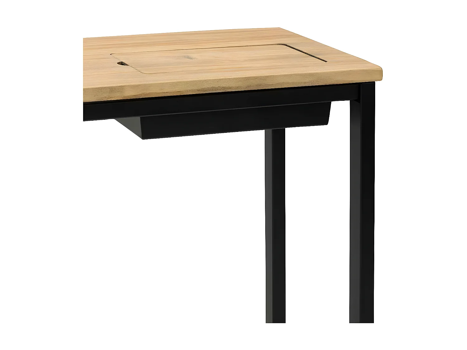 Consola Eco-Line com bandeja escondida en estilo industrial. 118X30x80cm. Estrutura em aço lacado preto.