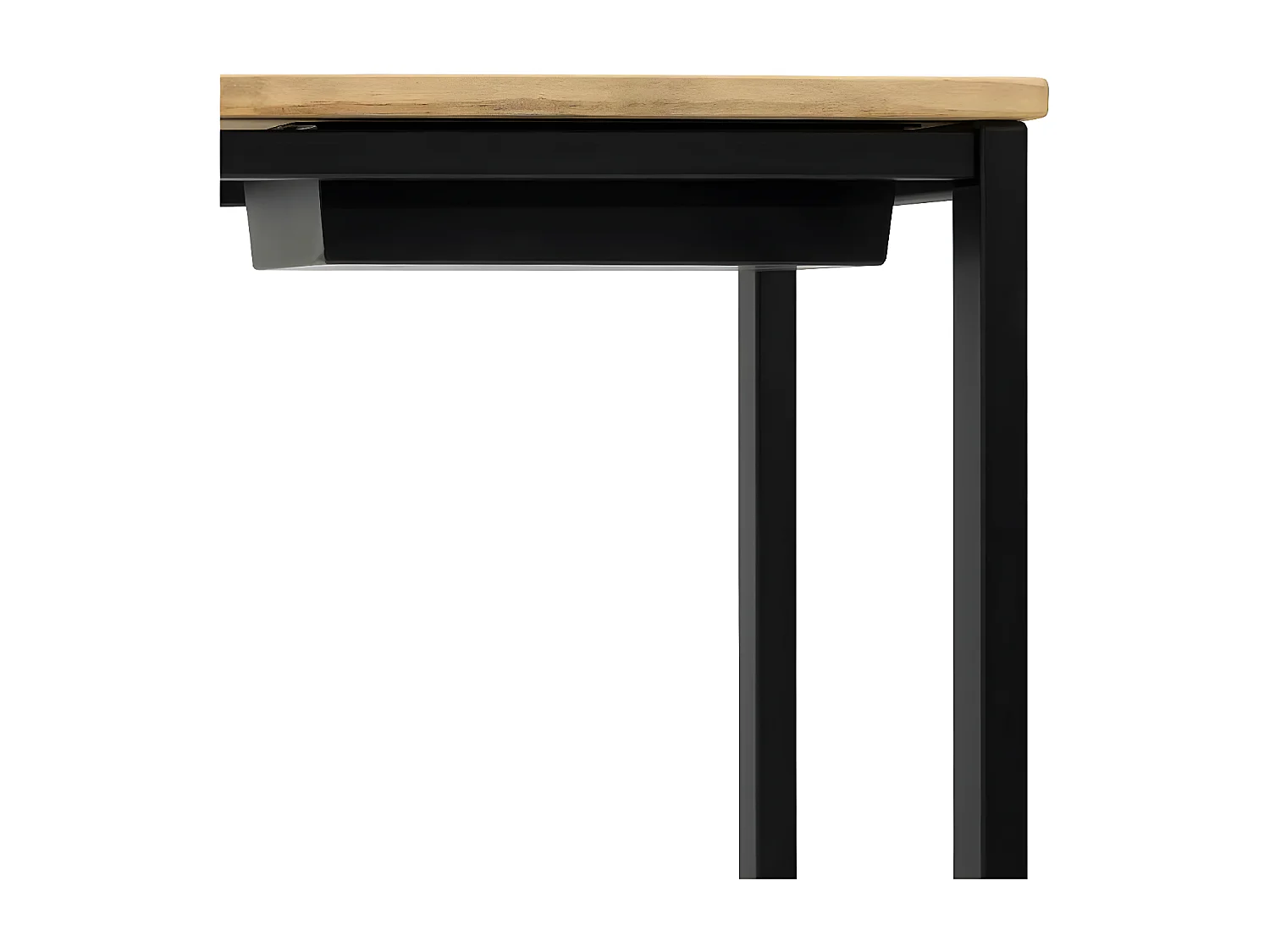 Consola Eco-Line com bandeja escondida en estilo industrial. 118X30x80cm. Estrutura em aço lacado preto.