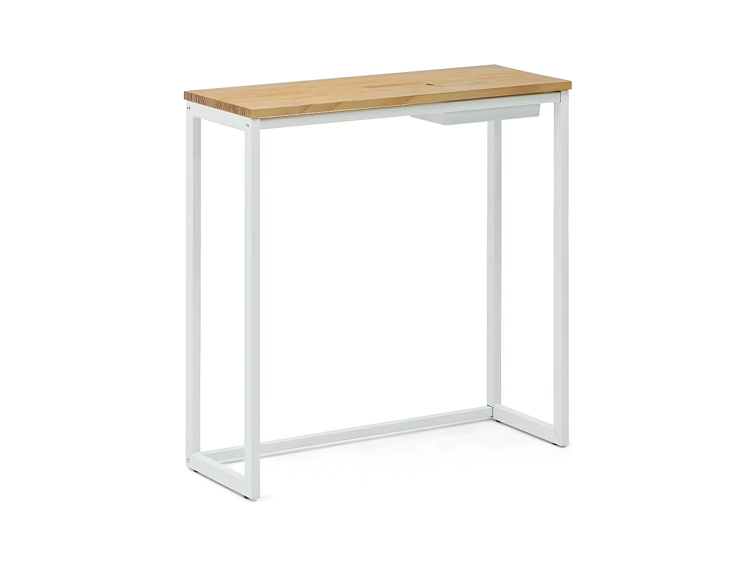 Recibidor iCub Eco-Line con bandeja oculta blanco 118x30x80cm madera maciza acabado natural Box Furniture