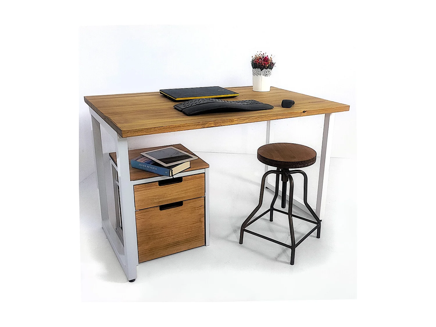 Table Salle a Manger iCub Strong ECO 80x120x73 cm Blanc Effect-Vintage